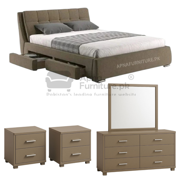 Buy Swan Double Bed Set (5 Piece) at Best Price Online in Pakistan on Apnafurniture.pk (Pakistan)