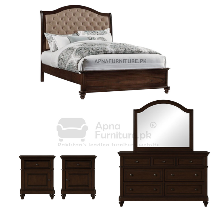 Buy Rafeef Double Bed Set 5 Piece at Best Price Online in Pakistan on Apnafurniture.pk (Pakistan)