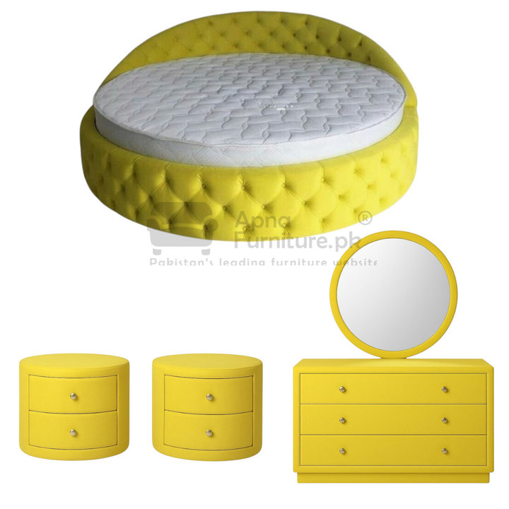 Buy Manaal Round Bed Set (5 Piece) at Best Price Online in Pakistan on Apnafurniture.pk (Pakistan)