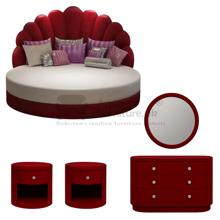Buy Abeer Round Bed Set (5 Piece) at Best Price Online in Pakistan on Apnafurniture.pk (Pakistan)