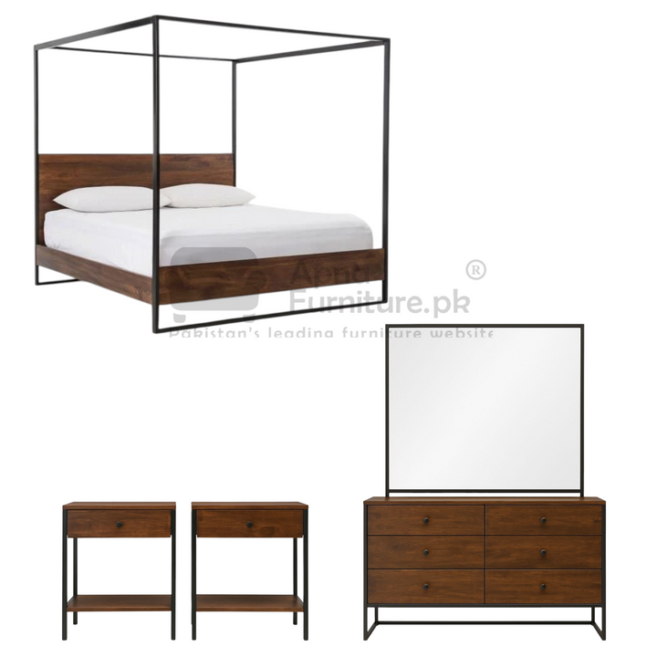 Buy Barbara Iron Canopy Bed Set 5 Piece at Best Price Online in Pakistan on Apnafurniture.pk (Pakistan)