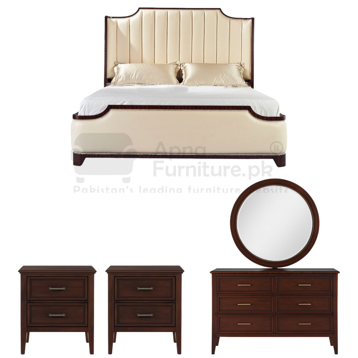 Buy Aline Double Bed Set 5 Piece at Best Price Online in Pakistan on Apnafurniture.pk (Pakistan)