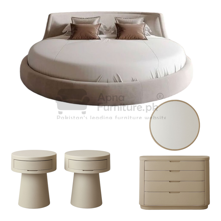 Buy Macaw Round Bed Set (5 Piece) at Best Price Online in Pakistan on Apnafurniture.pk (Pakistan)