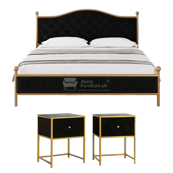 Buy Lamia Iron Double Bed Set 5 Piece at Best Price Online in Pakistan on Apnafurniture.pk (Pakistan)