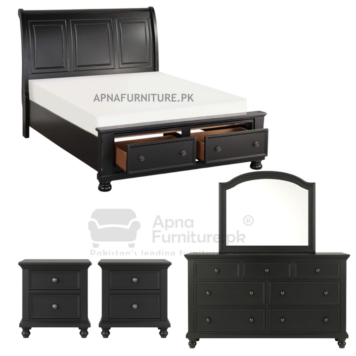 Buy Samira Double Bed Set 5 Piece at Best Price Online in Pakistan on Apnafurniture.pk (Pakistan)