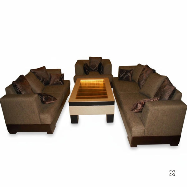 Sofa Set - 6 Seater with Center Table (Solid Keekar Wood Structure & Master Foam) | 10 Years Warranty for Breakage