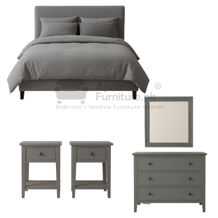 Buy Aline Double Bed Set 5 Piece at Best Price Online in Pakistan on Apnafurniture.pk (Pakistan)
