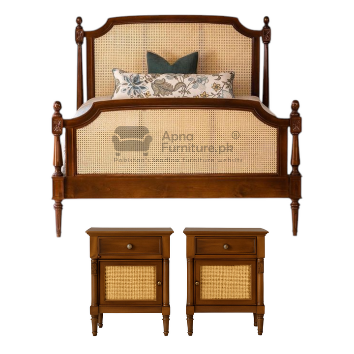 Buy Maya Rattan Double Bed Set 5 Piece at Best Price Online in Pakistan on Apnafurniture.pk (Pakistan)