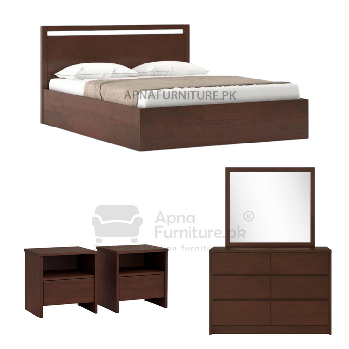 Buy Nisa Double Bed Set 5 Piece at Best Price Online in Pakistan on Apnafurniture.pk (Pakistan)