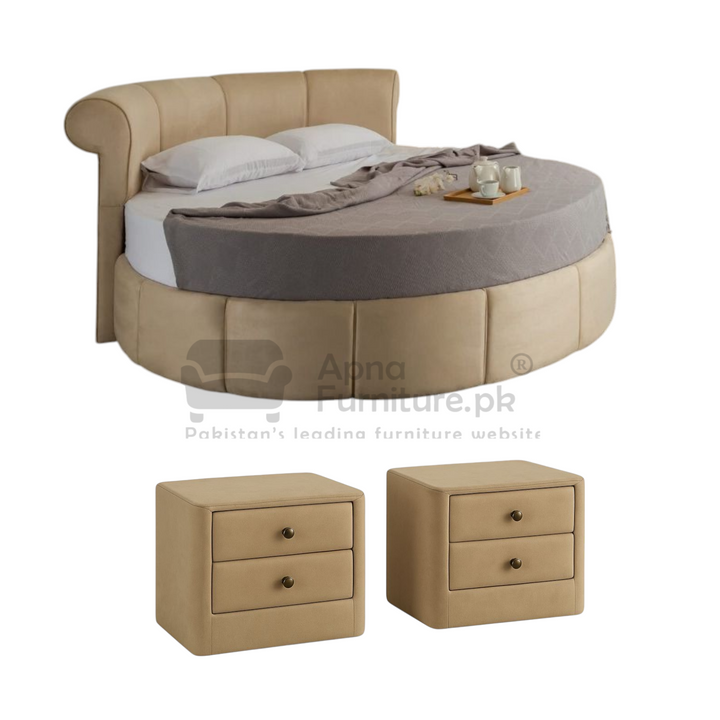 Buy Soline Round Double Bed Set at Best Price Online in Pakistan on Apnafurniture.pk (Pakistan)
