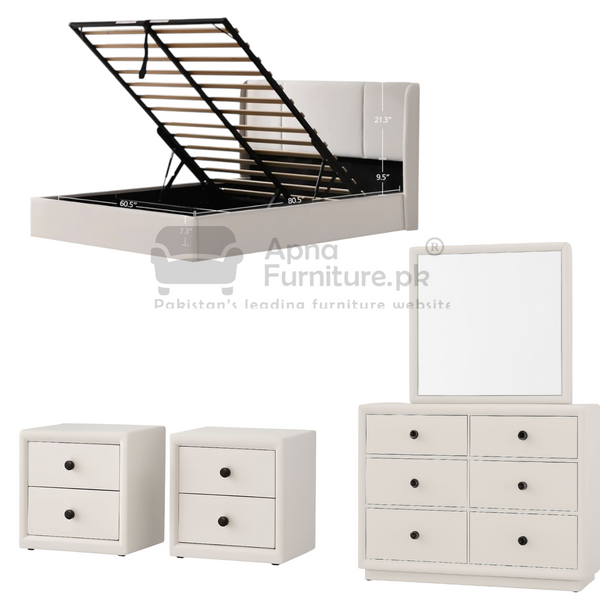 Buy Dima Double Bed Set (5 Piece) at Best Price Online in Pakistan on Apnafurniture.pk (Pakistan)