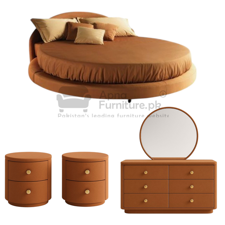 Buy Accord Round Bed Set (5 Piece) at Best Price Online in Pakistan on Apnafurniture.pk (Pakistan)