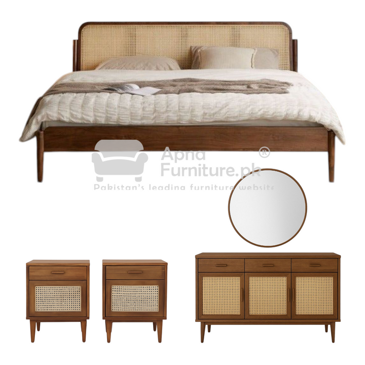Buy Narmeen Rattan Double Bed Set (5 Piece) at Best Price Online in Pakistan on Apnafurniture.pk (Pakistan)