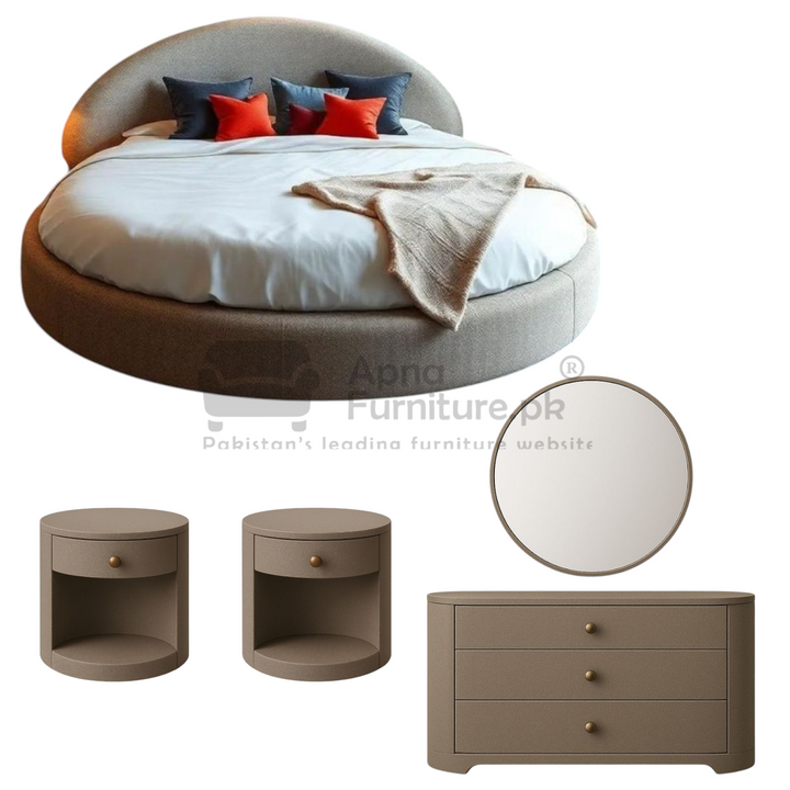 Buy Pine Round Bed Set (5 Piece) at Best Price Online in Pakistan on Apnafurniture.pk (Pakistan)
