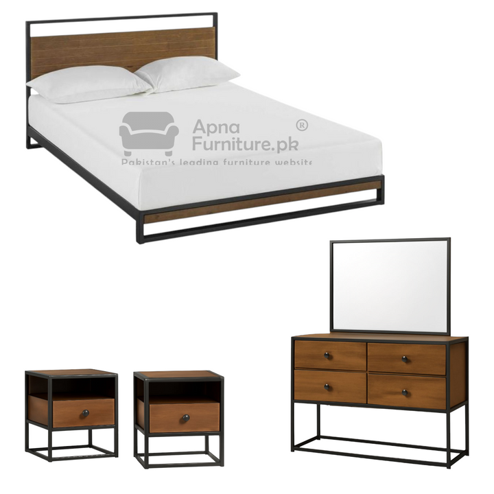 Buy Mayor Double Bed Set (5 piece) at Best Price Online in Pakistan on Apnafurniture.pk (Pakistan)
