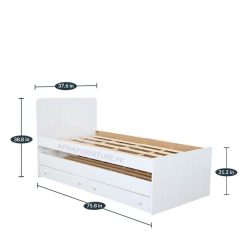 trundle single bed with two drawers and white colour