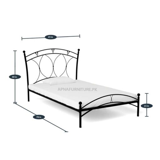 iron bed for single person in black colour