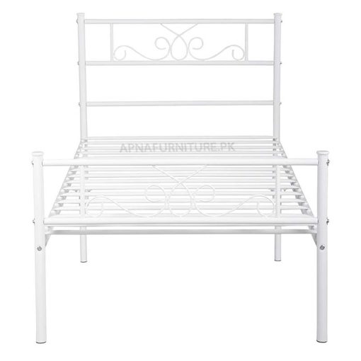 single bed frame in iron in white colour
