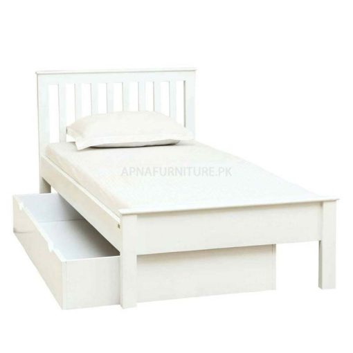 Single bed with storage box in white deco fininsh