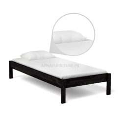 single bed frame in keekar wood with mattress on it