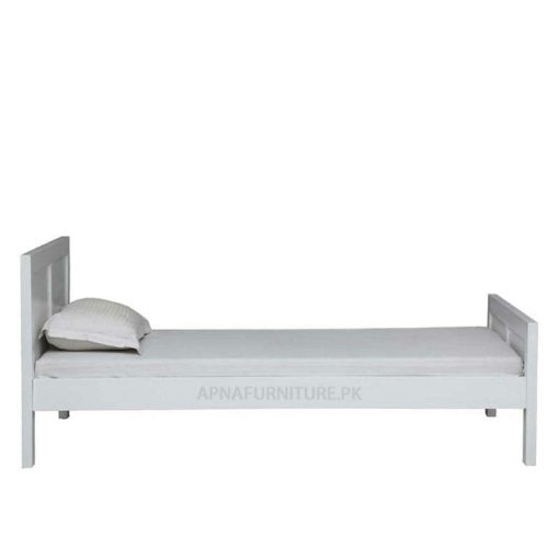 side view of white single bed