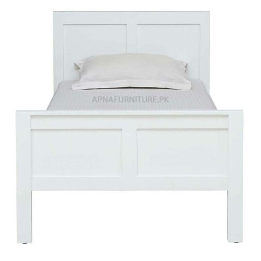 white single bed in deco paint finish