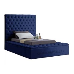 single bed with velvet upholstery