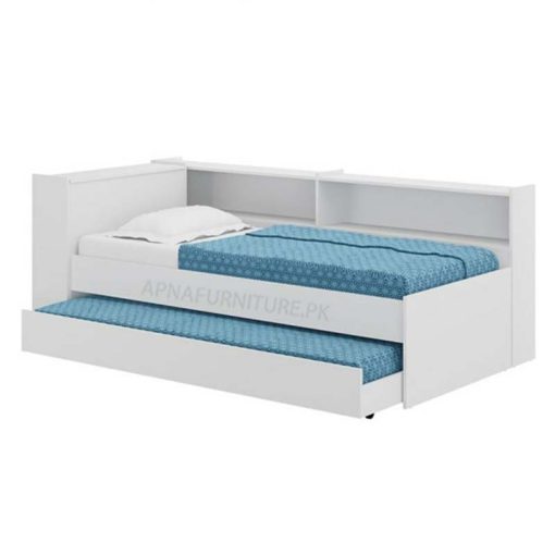 trundle bed with bookshelf on the side available for sale online in Pakistan