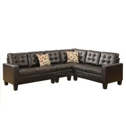 Corner sofa in brown leatherette