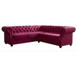 L shaped sofa in velvet