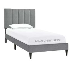 single bed with grey upholstery