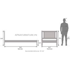 dimensions of wooden single bed