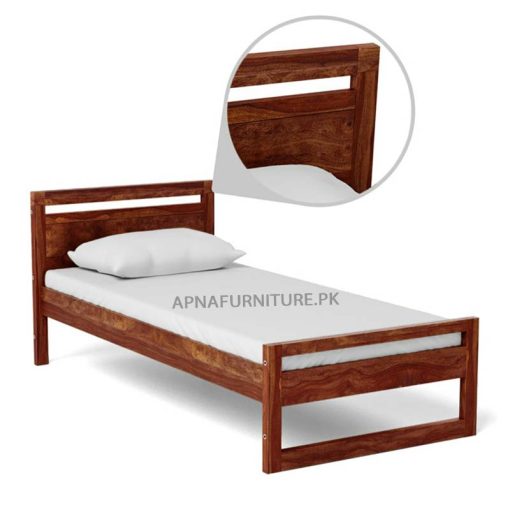 wooden single bed in deco paint finish