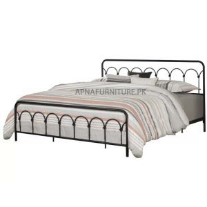 iron double bed in black colour