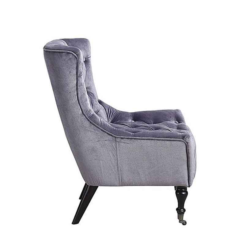 Buy Classic Tufted Velvet Shelter Wing Chair Grey in Pakistan & Contact ...