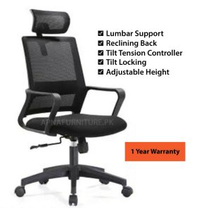 office chair with one year warranty for wheels, base, gas cylinder and machine