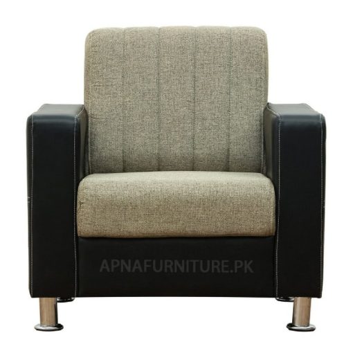 single seater couch with jute and leatherette upholstery
