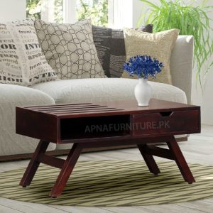 wooden center table with drawer