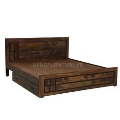 double bed with wooden storage