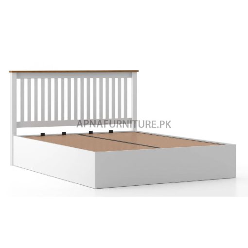 double bed in solid wood frame and deco paint finish