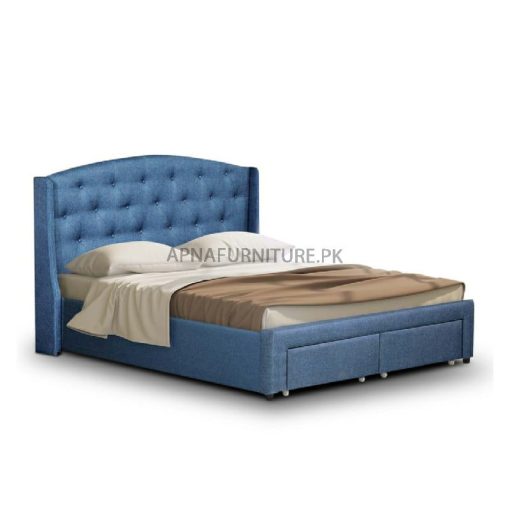 double bed with storage space