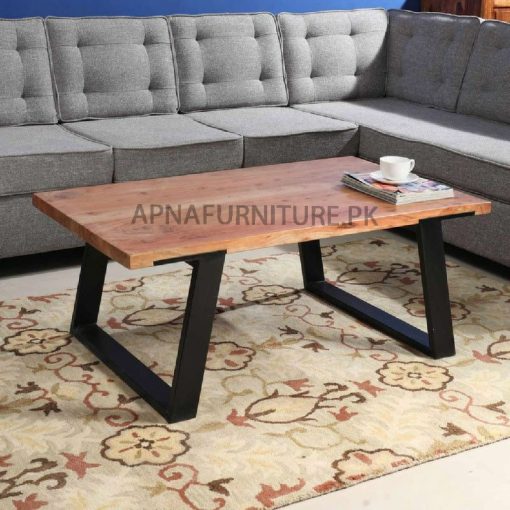 coffee table with iron legs and engineered wood top