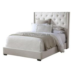 double bed design in fabric upholstery
