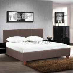 double bed design with upholstered back and footboard
