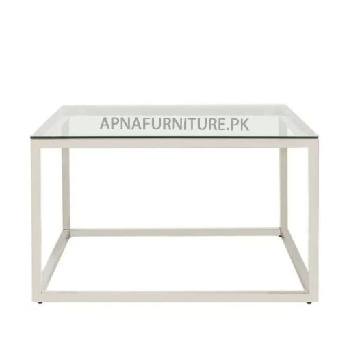 center table with glass top and white iron base