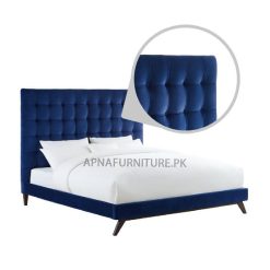 double bed with cushioned back