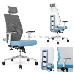 Ergonomic office chair with adjustable lumbar support in white colour