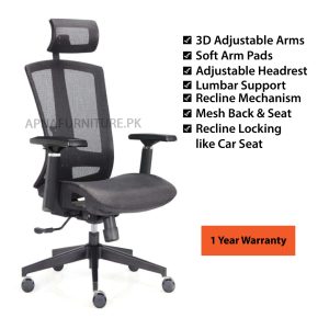 office chairs with mesh back and seat, adjustable height, lumbar support and adjustable arms