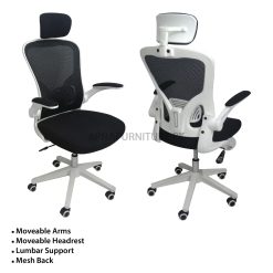 executive office chair with foldable arms and adjustable headrest