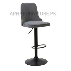 height adjustable bar stool with upholstered top and iron base